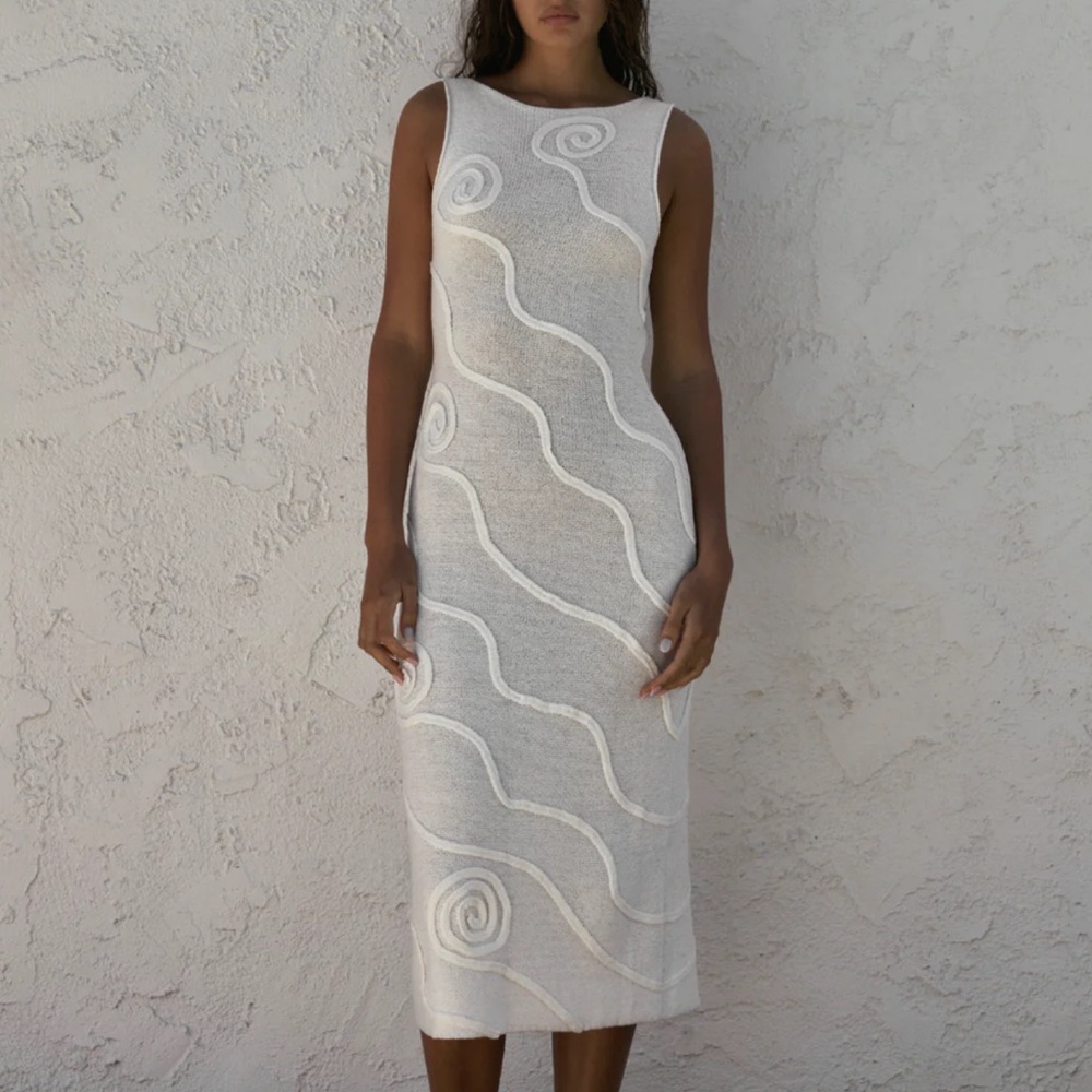Zulu & Zephyr Madewell Shea Swirl Knit Cream Midi Dress | Sold Out Online